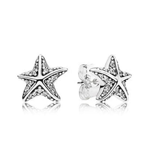 S925 Sterling Silver Starfish Earrings Charms Bead Bracelet DIY Jewelry