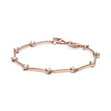 S925 Sterling Silver Winter Pave Bars Bracelet for Women