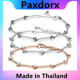 S925 Sterling Silver Winter Pave Bars Bracelet for Women