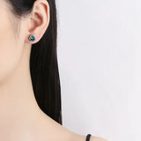 10MM S925 Silver Flower Green Zircon Stud Earrings