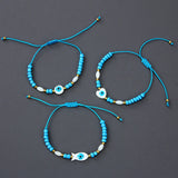 12PCS Devil's Eye Shell Beaded Bracelet Adjustable Hand Rope Jewelry