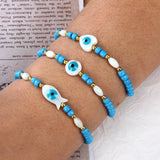 12PCS Devil's Eye Shell Beaded Bracelet Adjustable Hand Rope Jewelry