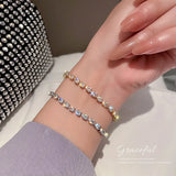14K Plated Zircon Bracelet for Women - Geometric Design, Party Gift