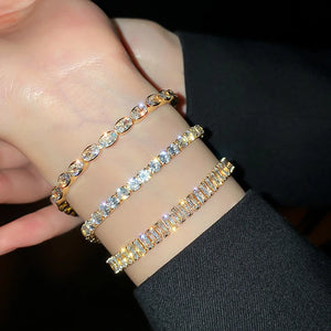 14K Plated Zircon Bracelet for Women - Geometric Design, Party Gift