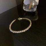 14K Plated Zircon Bracelet for Women - Geometric Design, Party Gift