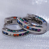 14k Plated Round Temperament Earrings Colorful Zircon Tassel Ins Earrings