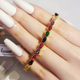 Rose Oval Bracelet Bangle Women Anniversary Gift Jewelry
