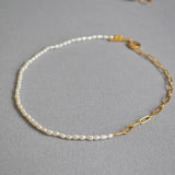 18KGF Metal Freshwater Pearl Necklace Women's Unusual Jewelry