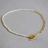 18KGF Metal Freshwater Pearl Necklace Women's Unusual Jewelry