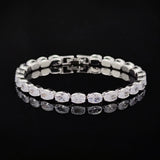 Marquise Oval Square Cut Silver Tennis Bracelet Bangle
