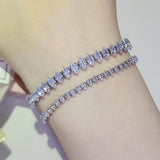 Marquise Oval Square Cut Silver Tennis Bracelet Bangle
