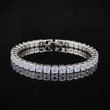 Marquise Oval Square Cut Silver Tennis Bracelet Bangle