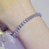 Marquise Oval Square Cut Silver Tennis Bracelet Bangle for Women