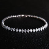 Marquise Oval Square Cut Silver Tennis Bracelet Bangle for Women