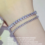Marquise Oval Square Cut Silver Tennis Bracelet Bangle for Women