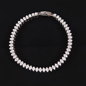 Marquise Oval Square Cut Silver Tennis Bracelet Bangle