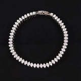 Marquise Oval Square Cut Silver Tennis Bracelet Bangle