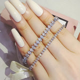 Marquise Oval Square Cut Silver Tennis Bracelet Bangle for Women