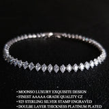 Marquise Oval Square Cut Silver Tennis Bracelet Bangle