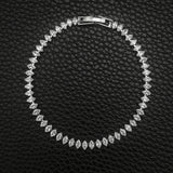 Marquise Oval Square Cut Silver Tennis Bracelet Bangle