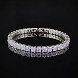 Square Princess Silver Tennis Bracelet Bangle for Women