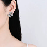 S925 Sterling Silver Flower Zircon Stud Earrings