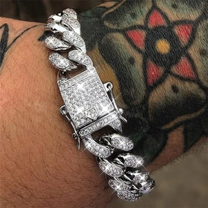 Men's Hiphop Silver Cuban Bracelet Party Gift Jewelry S7417