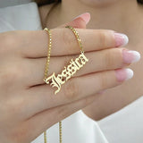 316L Stainless Steel Box Chain Necklace for Women Name Pendant Necklace