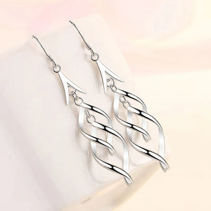 925 Silver French Tassel Drop Earrings Wedding Party Gift Christmas Jewelry