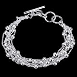 925 Silver Bracelet for Women Six Tassels Beads Special Gift