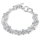 925 Silver Bracelet for Women Six Tassels Beads Special Gift