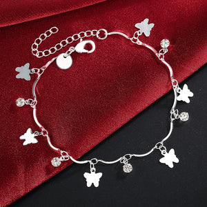 925 Silver Butterfly Charms Bracelets - Wedding Jewelry