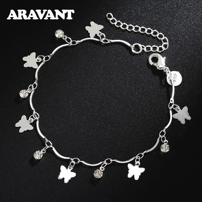 925 Silver Butterfly Charms Bracelets - Wedding Jewelry