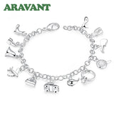 925 Silver Charms Bracelets for Women Wedding Jewelry