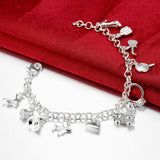 925 Silver Charms Bracelets for Women Wedding Jewelry
