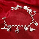 925 Silver Charms Bracelets for Women Wedding Jewelry