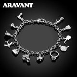 925 Silver Charms Bracelets for Women Wedding Jewelry