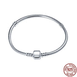 925 Silver Charm Bracelet Rose Golden Daisy Flower Snake Chain Bangle