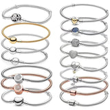 925 Silver Daisy Flower Charm Bracelet - Snake Chain Bangle