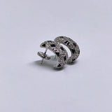 925 Silver C-shaped Speckled Earrings for Women