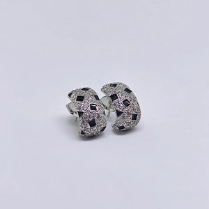 925 Silver C-shaped Speckled Earrings for Women