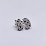 925 Silver C-shaped Speckled Earrings for Women