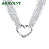 925 Silver Heart Necklace Chain For Women