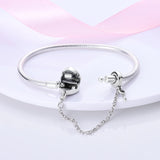 925 Silver Heart Key & Lock Chain Bracelet Romantic DIY Jewelry