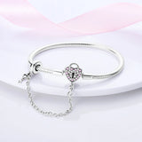 925 Silver Heart Key & Lock Chain Bracelet Romantic DIY Jewelry