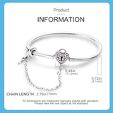 925 Silver Heart Key & Lock Chain Bracelet Romantic DIY Jewelry