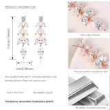 925 Silver Long Crystal Drop Earring Tassels Wedding Jewelry