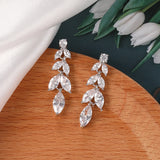 925 Silver Long Crystal Drop Earring Tassels Wedding Jewelry