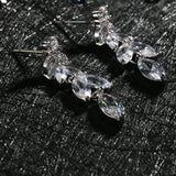 925 Silver Long Crystal Drop Earring Tassels Wedding Jewelry