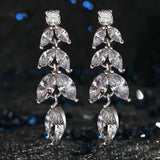 925 Silver Long Crystal Drop Earring Tassels Wedding Jewelry